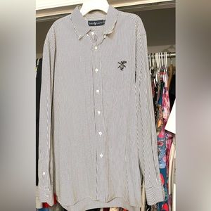 Polo black and white pinstriped shirt XL